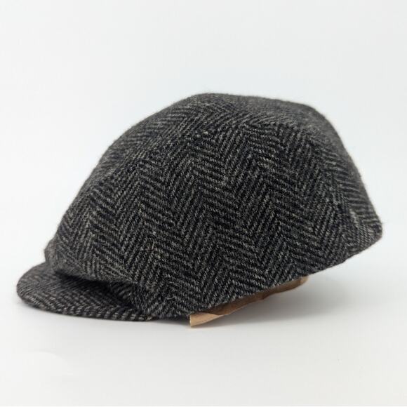 Vintage 100% Wool Herringbone Flat Cap Newsboy Hat Size 7-7 1/8 Made in USA - Picture 1 of 8